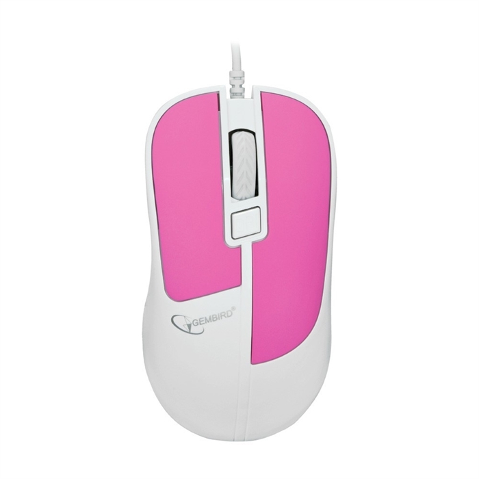 (1032861) Мышь Gembird MOP-410-P, USB, розов,  3 кнопки+колесо кнопка, soft touch, 1600 DPI, кабель 1.5м - фото 43335