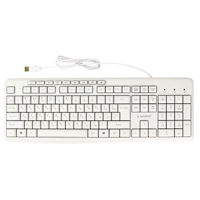 (1032838) Клавиатура Gembird KB-8430M, USB, бел., 113 кл, м/медиа, каб. 1,4 м - фото 43361