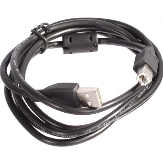 (1032819) Кабель USB 2.0 Pro Cablexpert, AM/BM, 1.8м, экран, феррит.кольцо, черный, пакет - фото 43386