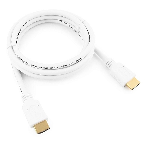 (1032814) Кабель HDMI Cablexpert, 1.8м, v2.0, 19M/19M, белый, позол.разъемы, экран, пакет - фото 43389
