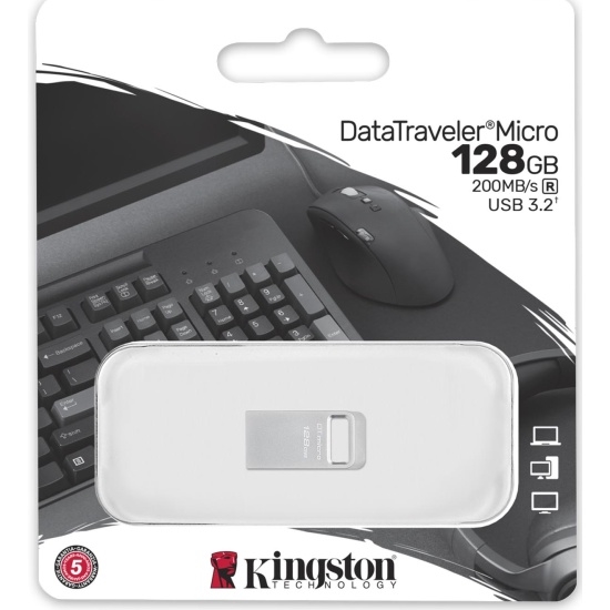 (1033042) Флеш Диск Kingston 128Gb DataTraveler Micro DTMC3G2/128GB USB3.0 серебристый - фото 43599