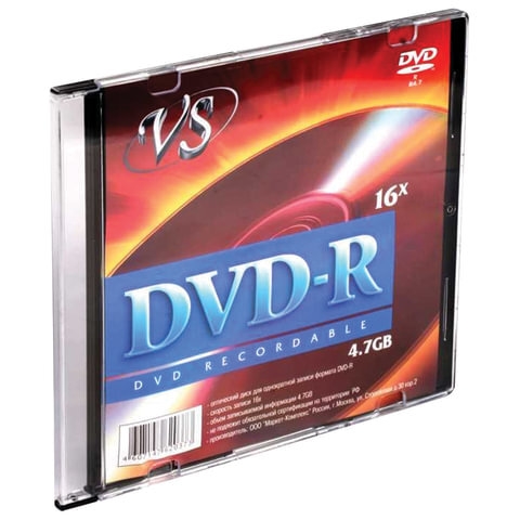 (1033617) Диски VS DVD-R 4.7Gb, 16x, Slim Case 5шт. - фото 44257