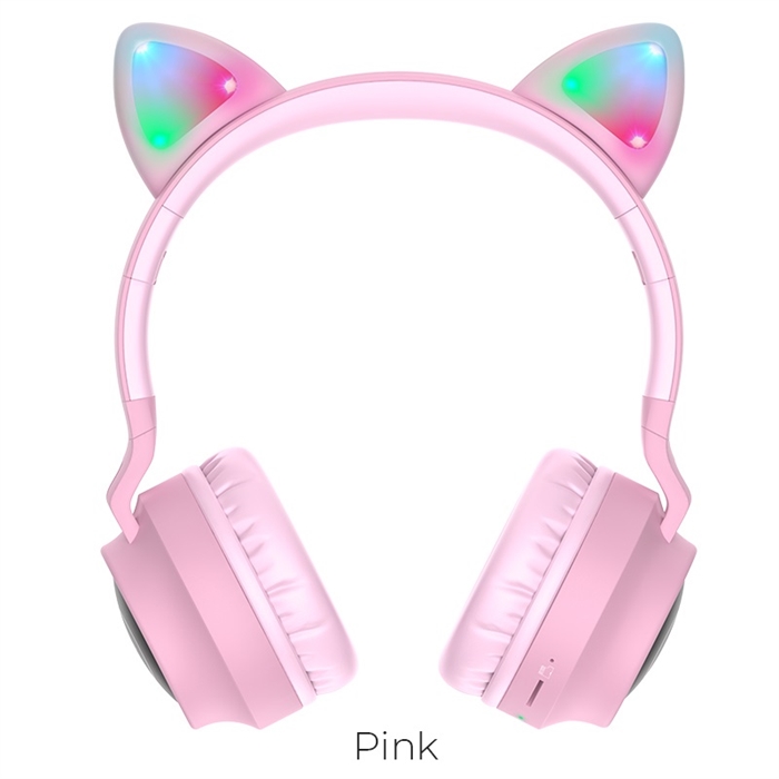 (1034133) Полноразмерная гарнитура с кошачьими ушами беспроводная HOCO W27, розовый (2.0, охватывающие, 20 Гц - 20000 Гц, Bluetooth, проводной, 5.0, кабель - 1.2 м) - фото 44634