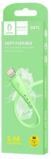 (1034749) USB кабель Denmen D07L на Lightning 2.4A 1м зеленый DM24239 - фото 45499