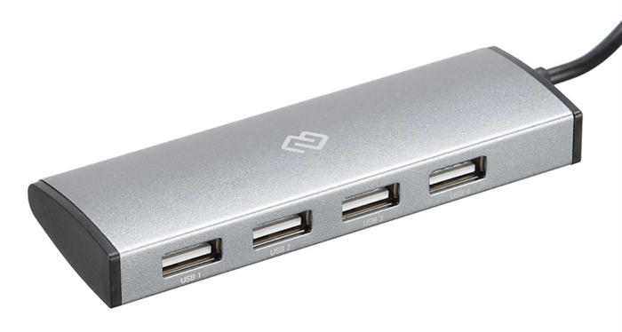 (1035330) Разветвитель USB-C Digma HUB-4U2.0-UC-DS 4порт. серебристый - фото 46010
