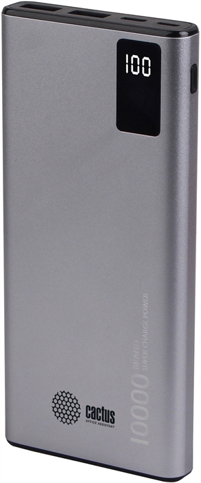 (1035255) Мобильный аккумулятор Cactus CS-PBFSLT-10000 10000mAh 3A серый - фото 46030