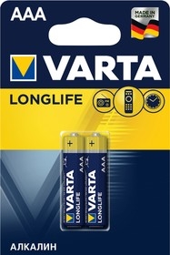 (1035264) Батарея Varta Longlife Alkaline LR03 AAA (2шт) блистер 04103101412 - фото 46082