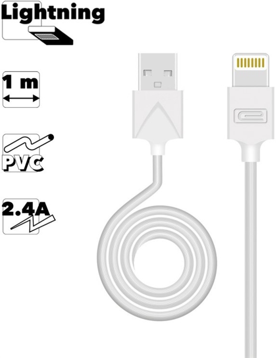 (1037917) USB кабель Earldom EC-066I Lightning 8-pin, 2.4А, 1м, PVC (белый) - фото 47675