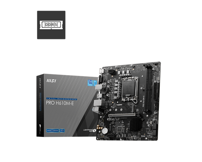 (1038179) Материнская плата MSI PRO H610M-E Soc-1700 Intel H610 2xDDR5 mATX AC`97 8ch(7.1) GbLAN+VGA+HDMI - фото 48109