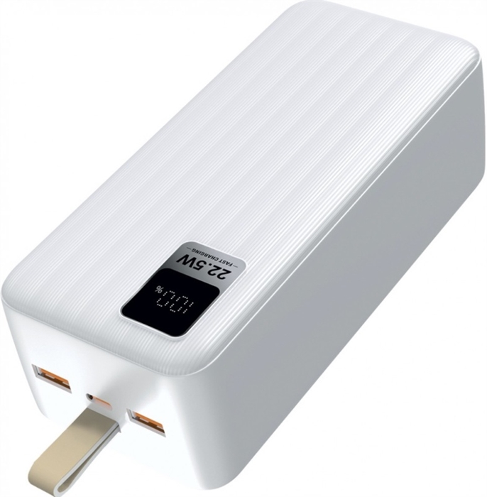 (1038472) Perfeo Powerbank WATERFALL 40000 mAh/LED дисплей/PD + QC 3.0/Type-C/2 USB/Выход: 5A, max 22.5W/White (PF_D0183) - фото 48200