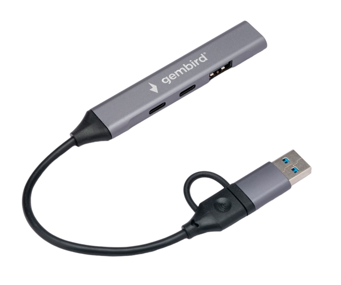 (1038623) Разветвитель USB 3.0/2.0 Gembird, 4 порта: 2xType-C, 1xUSB 3.0, 1xUSB 2.0, кабель Type-C+USB (UHB-C444) - фото 48346