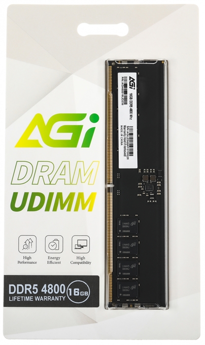 (1039000) Память DDR5 16GB 4800MHz AGi AGI480016UD238 RTL PC5-38400 CL40 DIMM 288-pin 1.1В single rank RTL - фото 48478