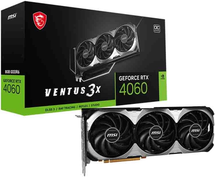 (1038869) MSI Видеокарта GeForce RTX 4060 RTX 4060 VENTUS 3X OC 8 ГБ (RTX4060VENTUS3X8GOC) - фото 48560