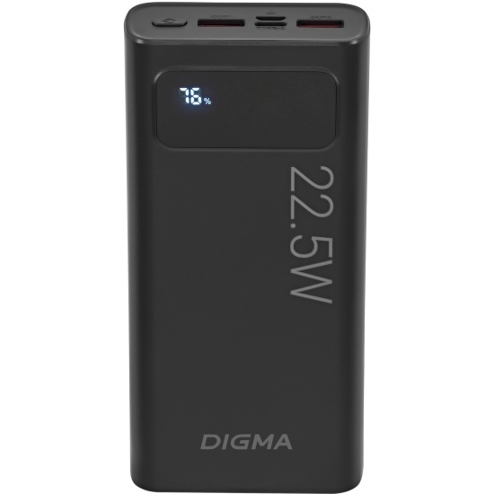 (1039540) Мобильный аккумулятор Digma DGPF20A 20000mAh QC3.0/PD3.0 22.5W 3A 2xUSB-A/USB-C черный (DGPF20A22PBK DGPF20A22PBK - фото 49272
