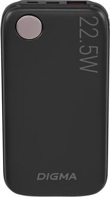 (1039892) Мобильный аккумулятор Digma DGPF10B 10000mAh QC3.0/PD3.0 22.5W 3A USB-A/USB-C черный (DGPF10B22PBK) DGPF10B22PBK - фото 49514