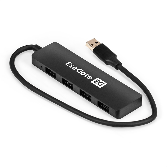 (1040414) USB-Хаб (концентратор) 4-в-1 ExeGate DUB-4P/3 (кабель-адаптер USB3.0 --> 4xUSB3.0, Plug&Play, черный) EX296928RUS - фото 50090