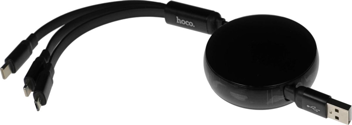 (1040449) Кабель Hoco X78 Easy pull storage 3-in-1 91290 USB (m)-Lightning (m)/USB Type-C (m)/micro USB (m) 1м 91290 - фото 50100