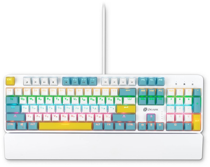 (1041110) Клавиатура Оклик K951X механическая белый USB Multimedia for gamer LED (1901079) каб.:1.8м 1901079 - фото 50369
