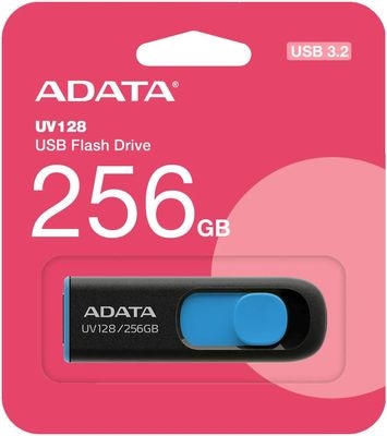 (1041102) Флеш Диск A-Data 256GB DashDrive UV128 AUV128-256G-RBE USB3.0 черный/синий AUV128-256G-RBE - фото 50381