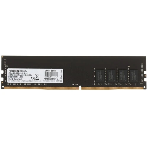 (1038119) Память DDR4 8GB 3200MHz AMD R948G3206U2S-UO Radeon R9 Gamer Series OEM Gaming PC4-25600 CL16 DIMM 28 R948G3206U2S-UO - фото 50764