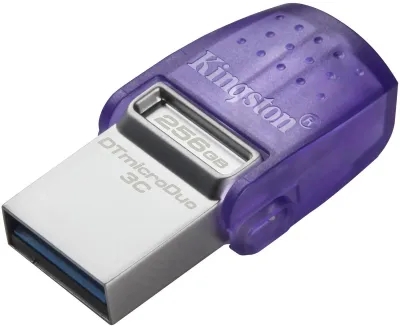 (1040542) Флеш Диск Kingston 256GB DataTraveler microDuo 3C DTDUO3CG3/256GB USB3.0 фиолетовый DTDUO3CG3/256GB - фото 50942