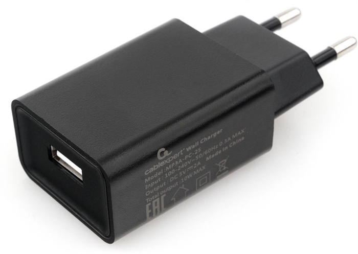1042450 Зарядное устройство Cablexpert 10.5Вт, 2.1А, 1хUSB, черный, пакет (серия 38/55) MP3A-PC-55 - фото 51381