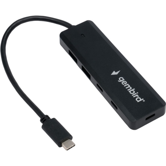 1042503 Разветвитель USB3.1 Gembird 2xUSB, 2xType-C, с доп.пит (Type-C),кабель Type-C 19см, черный, коробка UHB-C425 - фото 51480