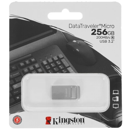 (1042542) Флеш Диск Kingston 256Gb DataTraveler Micro <DTMC3G2/256GB>, (USB 3.2, 200 МБ/с при чтении) DTMC3G2/256GB - фото 51491