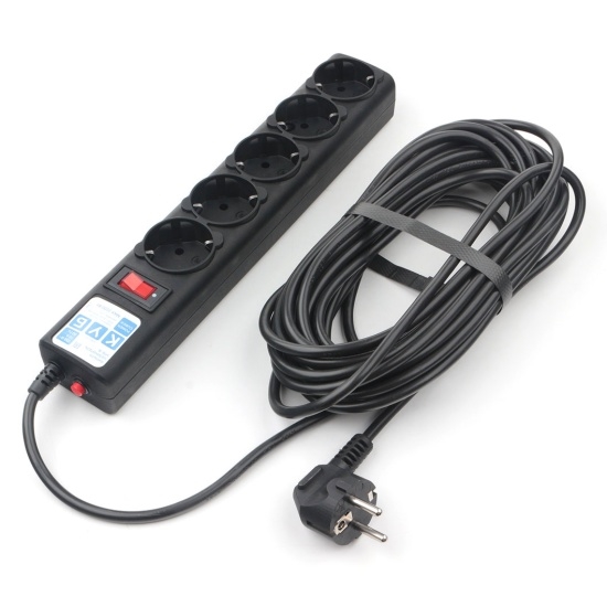 1030633 Фильтр-удлинитель Power Cube 10 м 5 розеток (черный графит) 10А/2,2кВт SPG5-10M - фото 51496