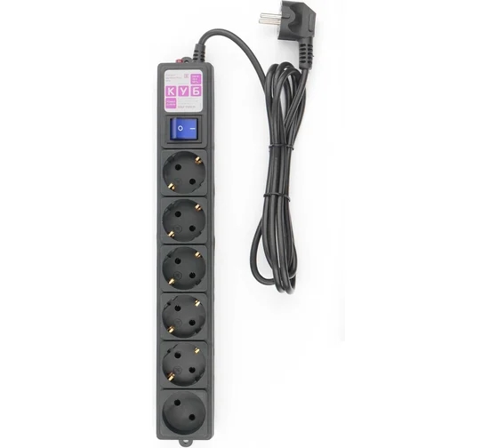 1042517 Фильтр-удлинитель Power Cube 1,9 м 6 розеток (черный) 16А/3,5кВт SPG6-B1,9M - фото 51497