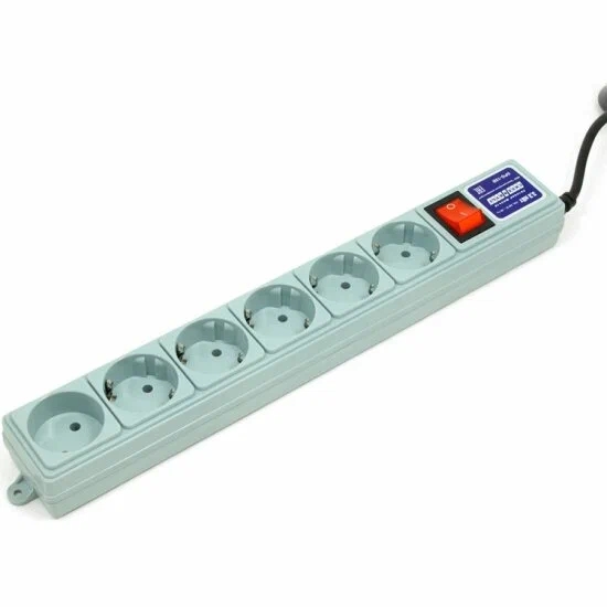 1042516 Фильтр-удлинитель Power Cube 1,9 м 6 розеток (серый) 10А/2,2кВт SPG(5+1)-B-6 - фото 51500