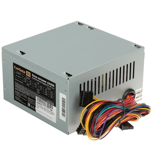 (1042659) Exegate EX256711RUS Блок питания 500W Exegate AA500, ATX, 8cm fan, 24p+4p, 2*SATA, 1*IDE EX256711RUS - фото 51664