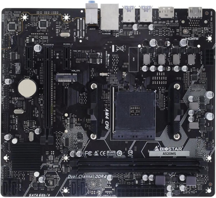 (1042842) Материнская плата Biostar A520MS Soc-AM4 AMD A520 2xDDR4 mATX AC`97 8ch(7.1) GbLAN RAID+HDMI+DP A520MS - фото 51736