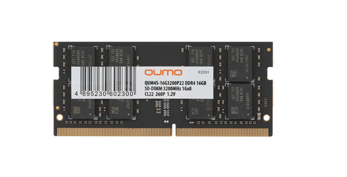 (1042748) QUMO DDR4 SODIMM 16GB QUM4S-16G3200P22 PC4-25600, 3200MHz OEM/RTL QUM4S-16G3200P22 - фото 51759