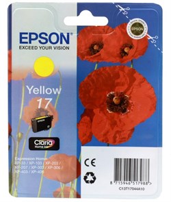 (1001021) Картридж струйный EPSON 17 (EPT17044A10) желтый для принтеров XP33/ 203/ 303 HAV3-P - фото 7629