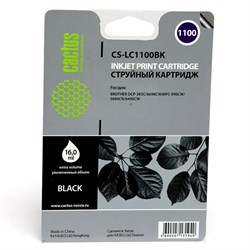 (1003503) Картридж струйный Cactus CS-LC1100BK черный для Brother DCP-385c/ 6690cw/ MFC-990/ 5890 (16ml) - фото 7737