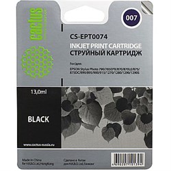 (3330355)  Картридж струйный CACTUS CS-EPT0074 черный для принтеров Epson Stylus Photo 785/  790/  870/  875/  890/  895/  900/  915/  1270/  1280; PM-3700, 16 мл. - фото 9413