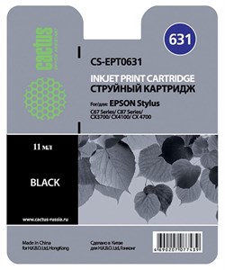(3330230) Картридж струйный CACTUS CS-EPT0631 черный для принтеров Epson Stylus C67 Series/  C87 Series/  CX3700/  CX4100/  CX 4700, 8.2 мл. - фото 9417