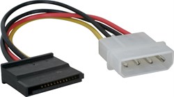 (9274) Кабель питания VCOM (VPW7571), molex 4pin -> SATA 15pin, HDD SATA power cable - фото 9587