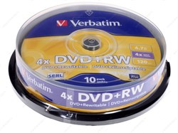 (23155) DVD+RW Verbatim 4.7Gb 4x 10 штук,Cake Box (43488 ) - фото 9671
