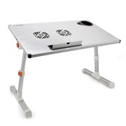 (1006976) Столик для ноутбука CROWN CMLS-101 (silver) ( 21", активное охлаждение, алюминий, регулировка высота и наклона, размеры панели (Д*Ш): 50*28см, максимальная высота:  до 32см)