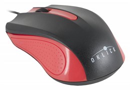 (1008318) Мышь Oklick 225M черный/красный оптическая (1200dpi) USB (2but)