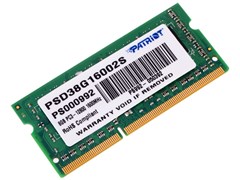 (1011456) Модуль памяти для ноутбука 8GB PC12800 DDR3 SO-DIMM PSD38G16002S PATRIOT 1.5v