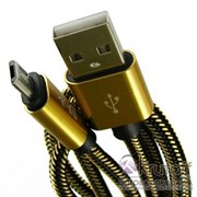 (1013441) USB кабель micro Ubik UM01 Carbon 2A (1,2m) gold
