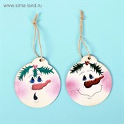 Подвеска новогодняя с цветным принтом "Снеговик" набор 2шт   2322851 2322851