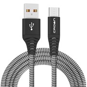 (1017818) Кабель Crown USB - microUSB CMCU-3102M black; круглый; в тканевой оплётке; коннекторы Метал; ток 2А; 100 см; цвет черный
