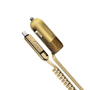(1019122) АЗУ Remax Finchy RCC103 3.4A USB + кабель 2 в 1 (Lightning + micro) gold