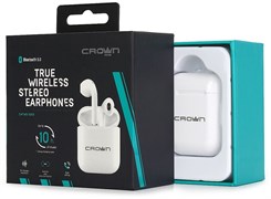 (1020070) Беспроводные наушники CROWN CMTWS-5005 white (Bluetooth 5.0, батарея в чехле 400мАч, батарея в наушниках 40мАч, время воспроизведения до 10 часов при использовании зарядного чехла, вызов голосового помощника)