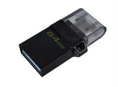 (1021480) Флеш Диск Kingston 64Gb DataTraveler microDuo 3 G2 DTDUO3G2/64GB USB3.0 черный DTDUO3G2/64GB