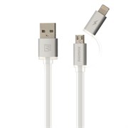(1022021) USB кабель REMAX Aurora 2 в 1 (micro USB + iPhone Lightning) 1m, green